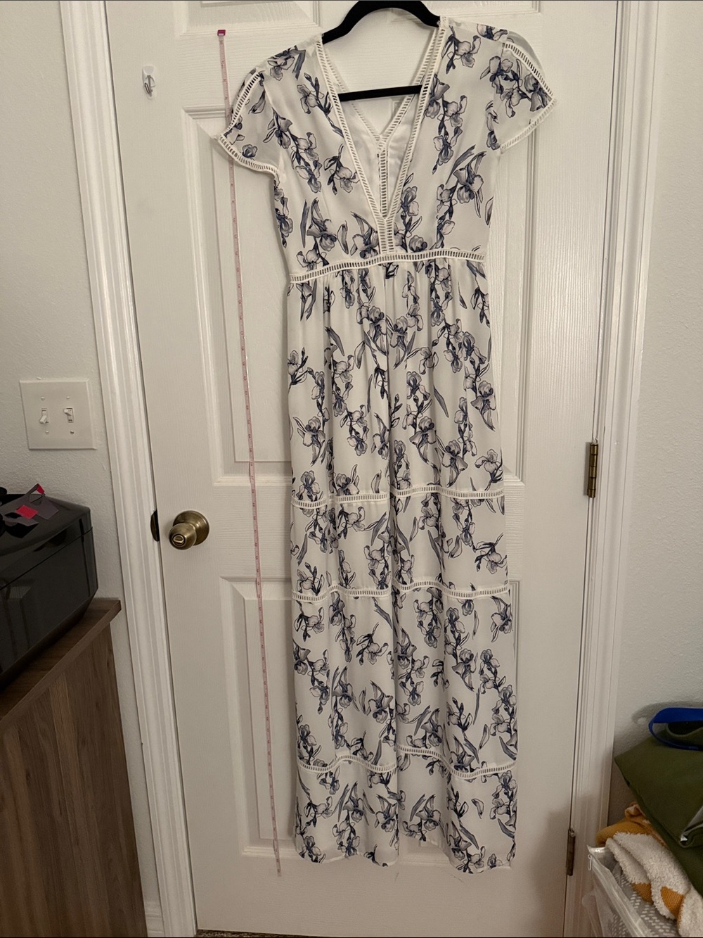Lucca White/Blue Floral Maxi Dress